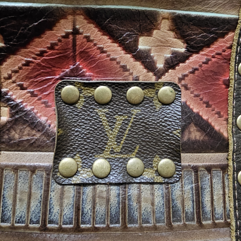 Western Brown and Teal Crossbody Bag with Fringe - Picture 6 of 10